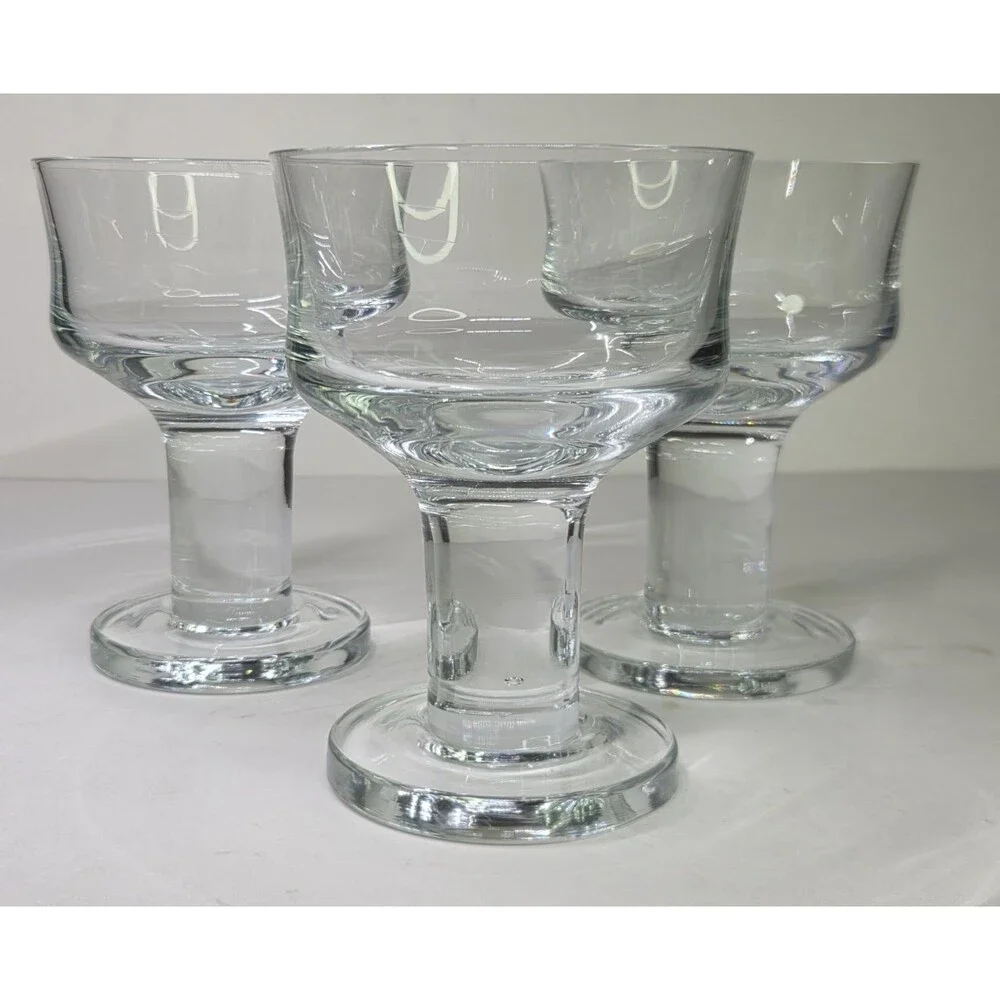Set of 3 Krosno Thor Svend Jensen Crystal Wine Water Goblets Glasses Champagne